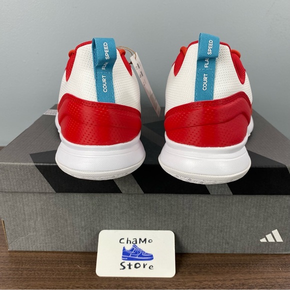 ADIDAS COURTFLASH SPEED TENNIS SHOES Preloved Red Cloud White HQ8483 Men’s Sz - Picture 4 of 11
